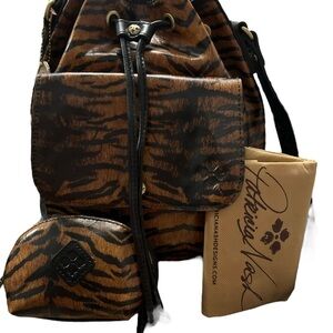 Patricia Nash Brown Tiger Print Backpack, Coin Pouch & Dust Bag